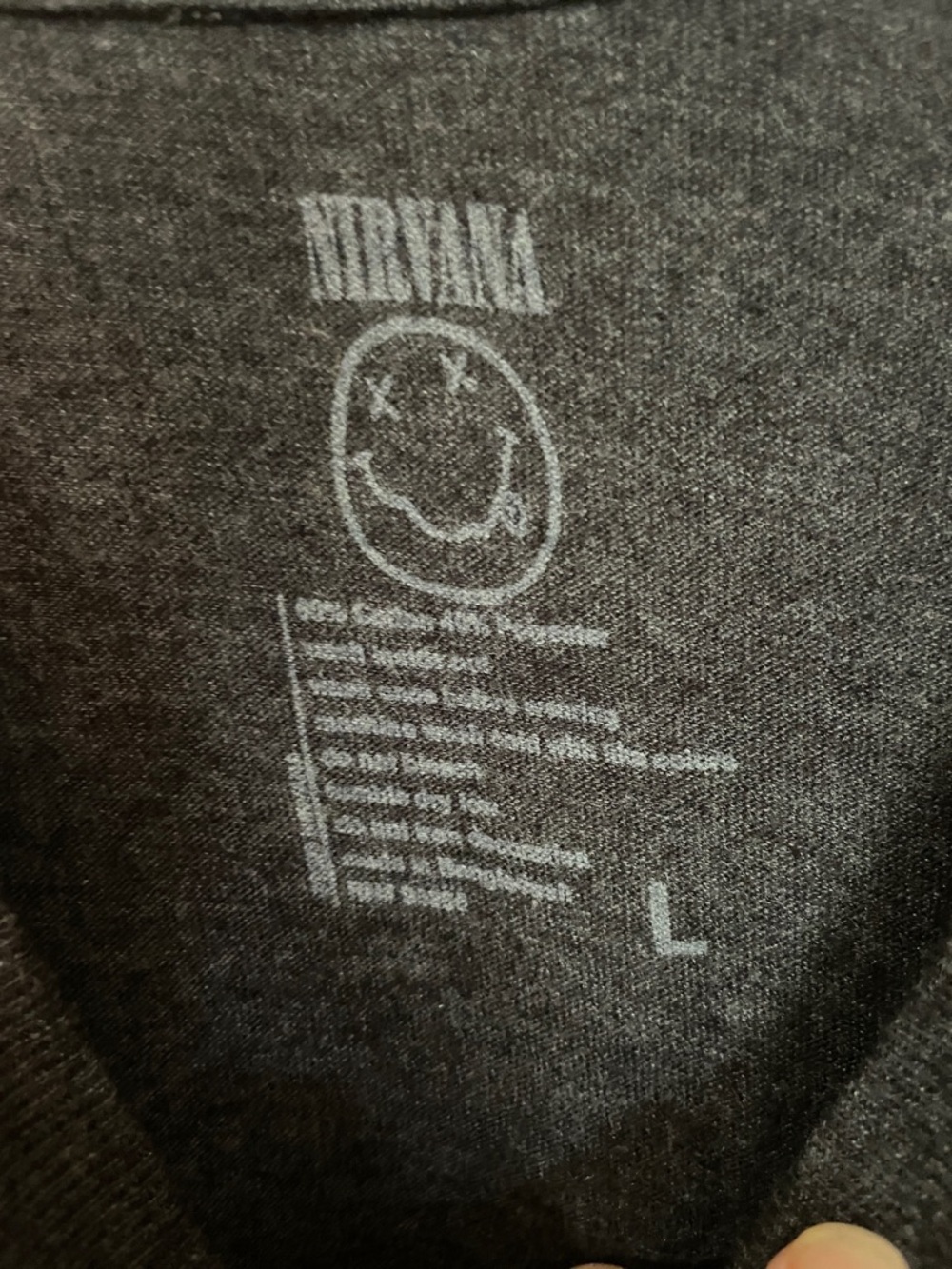 NIRVANA Black Tee with Yellow Logo and Multicolor Tie-Dye Smiley. Size L - Picture 3 of 3